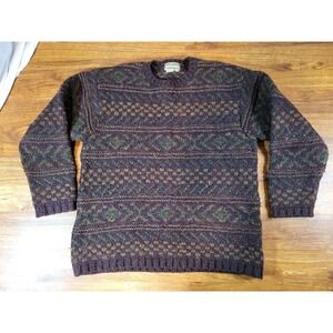 Vintage Royal Robbins Mens 100% Wool Chunky Fair Isle Sweater Size Large